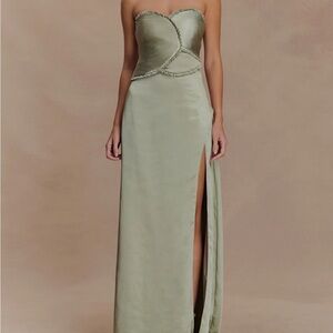 Meshki Sage Green Maxi Dress with Side Slit